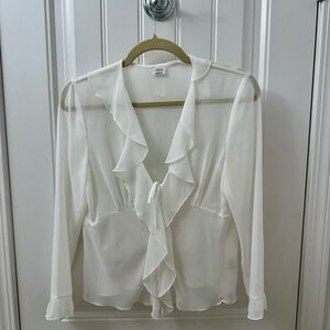 Wilfred Sheer White Ruffle Blouse